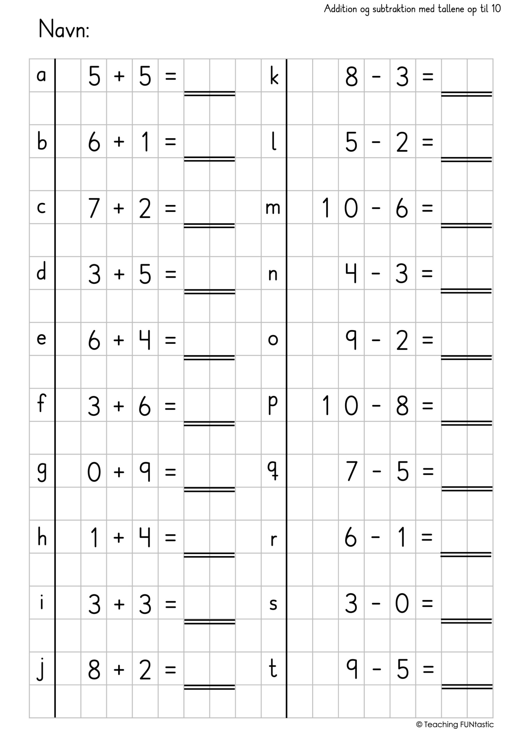 arbejdsark matematik